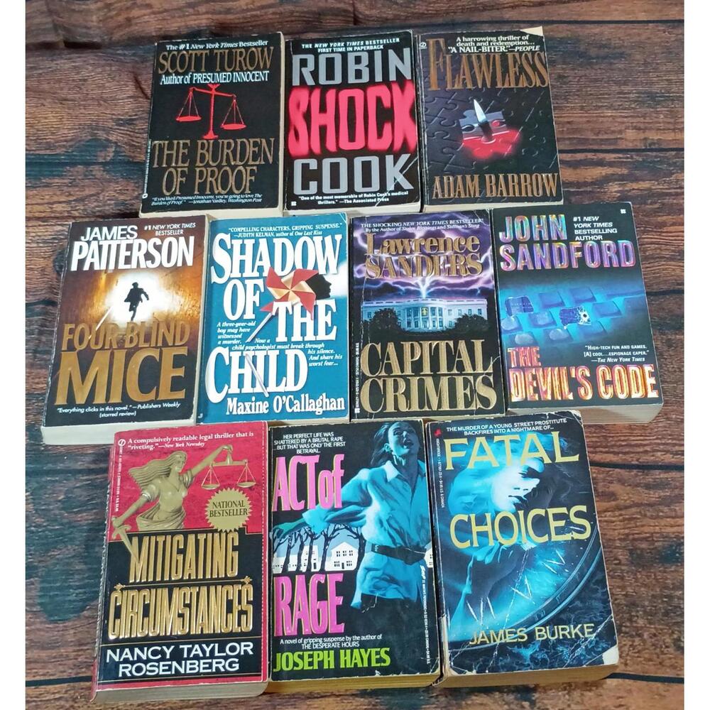 Set of 10 Popular Mystery & Thriller Paperback Books